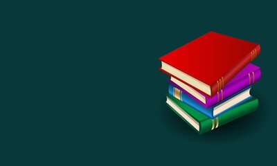 stack of books green background 