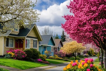 Washington Homes: Spring Blooms and Colorful Houses on Kent Streets