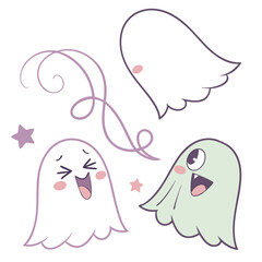 Vector icon of cute ghost figure 