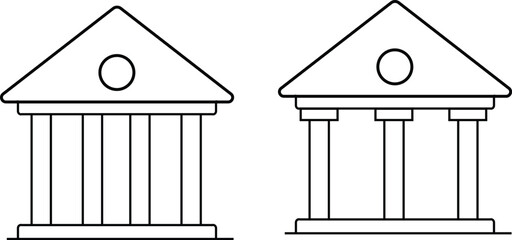 small architectural sketch of classical buildings isolated on white background.