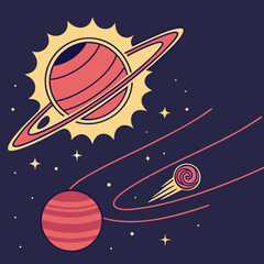 rocket in space vector