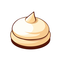 Vector Illustration of Chocolate Pastry with Meringue on White Background – Cute Dessert Design for International Chocolate Day, Kids Projects, Bakery Decor, Holiday Packaging, and Seamless Patterns