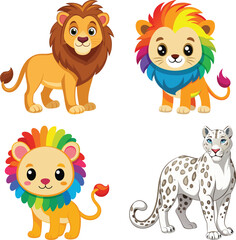 Cute Cartoon Lion  Cute character design of the lion

