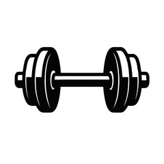 Black and White Dumbbell Icon Vector - Fitness and Weight Training Symbol