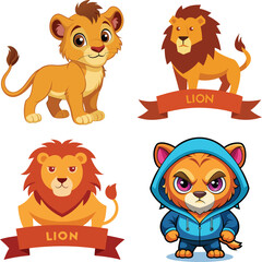 Cute Cartoon Lion  Cute character design of the lion

