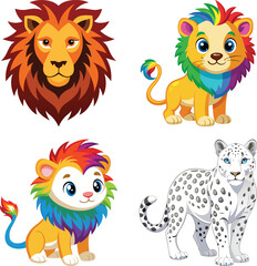 Cute Cartoon Lion  Cute character design of the lion

