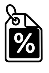 Black Percent Discount Tag Vector Icon - Sale and Promotion Symbol