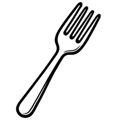 Simple Dining Fork Outline Vector Icon - Black and White Cutlery Illustration