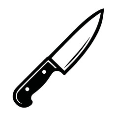 Chef's Kitchen Knife Vector Icon - Black and White Cooking Utensil