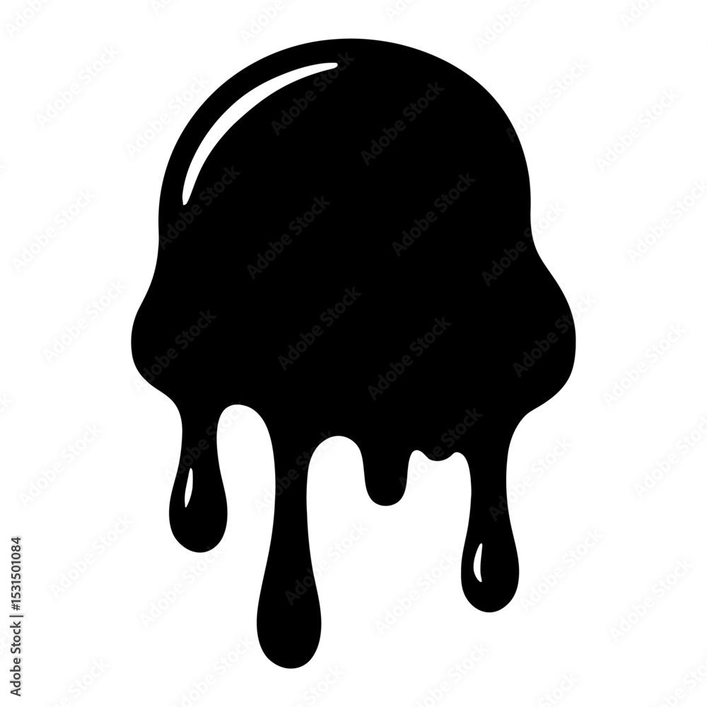 Poster abstract black dripping circle vector - liquid melt or slime blob design element