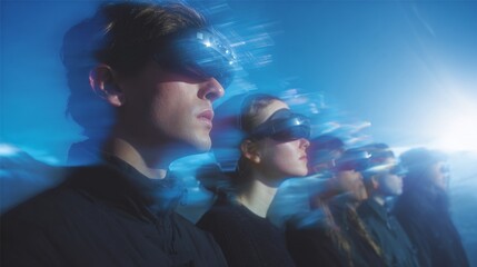 Exploring Virtual Realities: Group Immersed in Futuristic VR Experience Outdoors