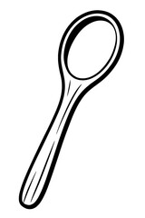 Simple Black and White Wooden Spoon Outline Icon - Kitchen Utensil for Cooking and Baking