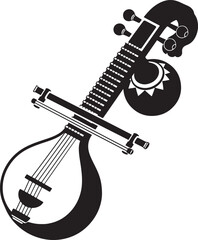 Vector silhouette Indian Veena illutration