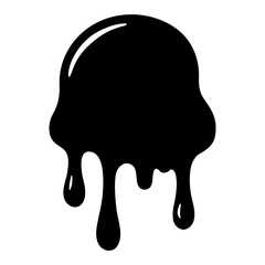 Abstract Black Dripping Circle Vector - Liquid Melt or Slime Blob Design Element
