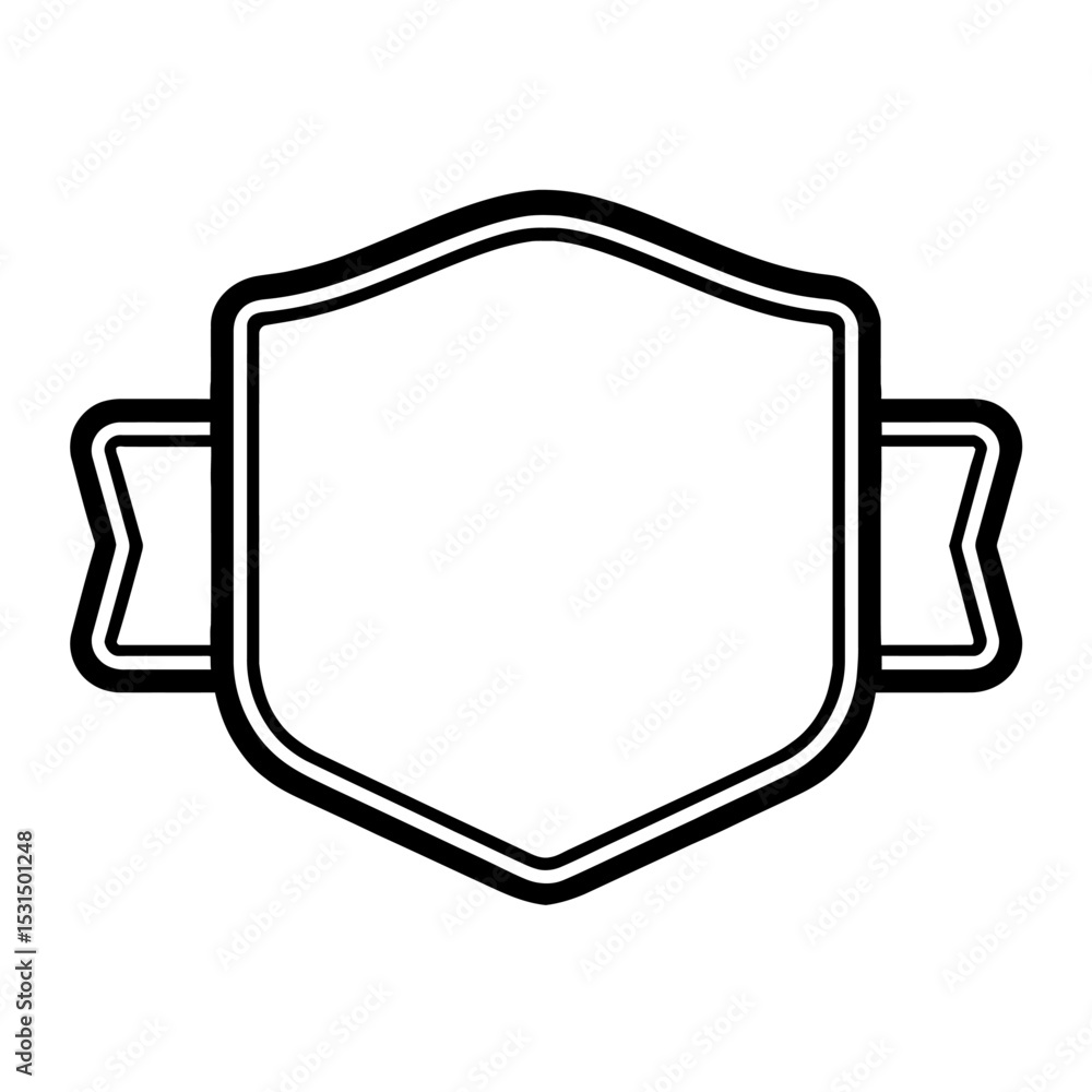 Aufkleber empty shield badge outline with ribbon - customizable vector for achievements and protection