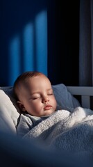 Peaceful Baby Sleeping Soundly in a Cozy Crib During Sunlit Morning