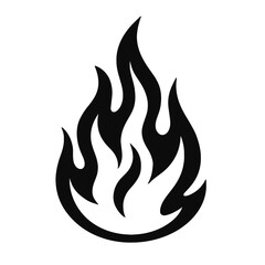 Stylized Black Flame Vector Icon - Symbol of Fire, Heat, and Energy