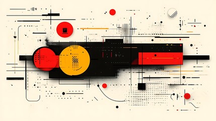 Abstract geometric composition of shapes and lines