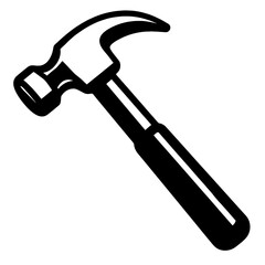 Claw Hammer Black and White Vector Icon - Essential Tool for Construction, Repair, and DIY