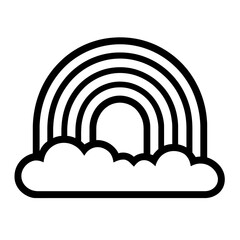 Fototapeta premium Outline Vector Icon of Rainbow with Clouds - Weather and Hope Symbol