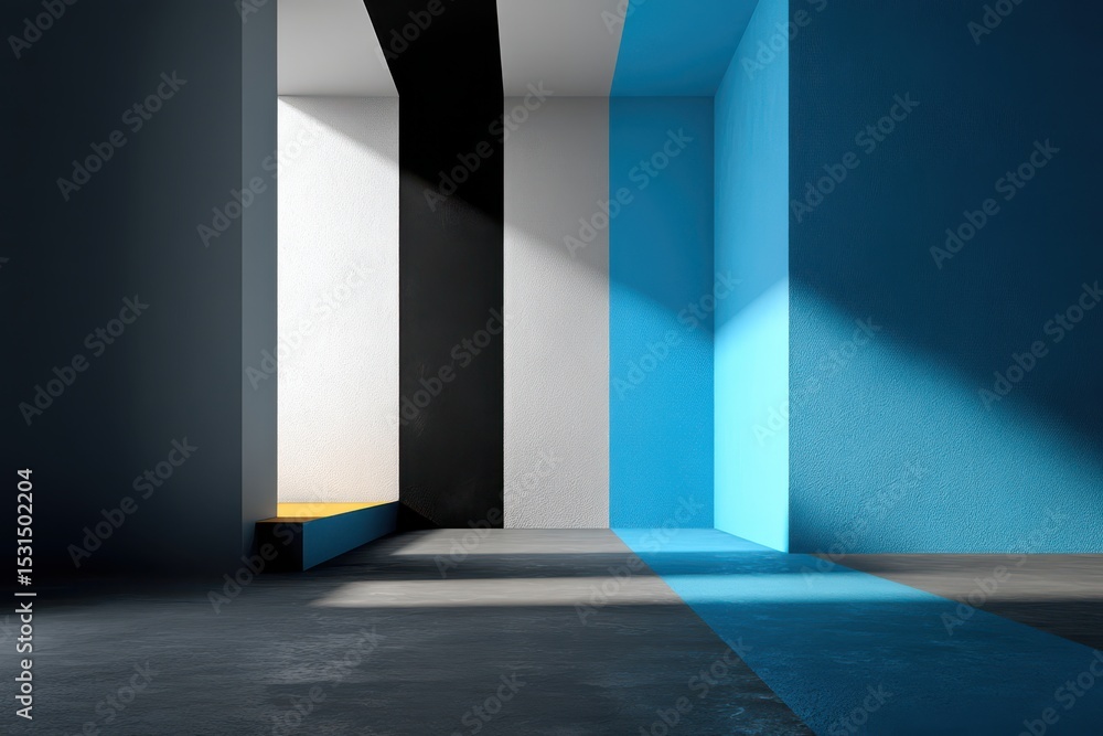 Poster minimalist architectural composition with light patterns and geometric contrasts