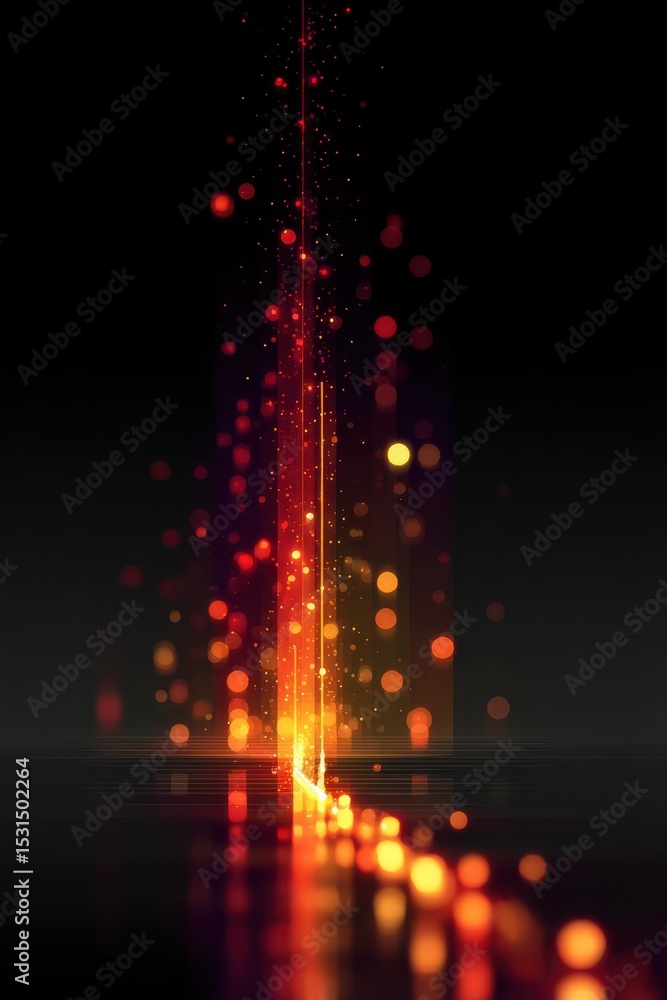 Poster minimalist design with glowing light bars on a dark background