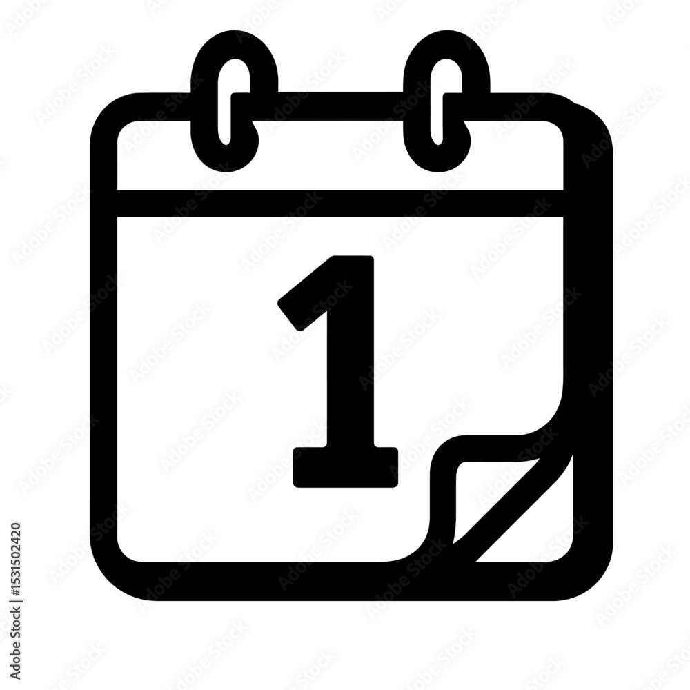 Poster simple calendar icon with number one representing first day or new month