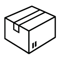 Isometric Outline Vector Icon of Shipping Delivery Cardboard Box Parcel