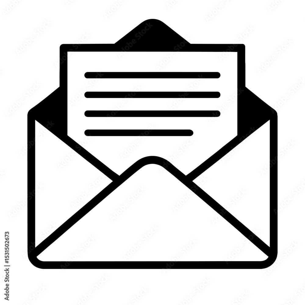 Poster open envelope with letter icon - mail and message symbol