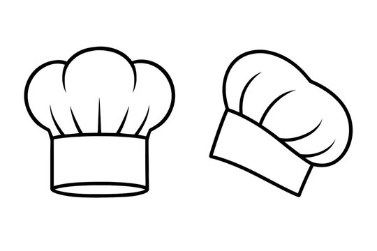 Chef Hats Outline Icon Set - Culinary Professional Headwear