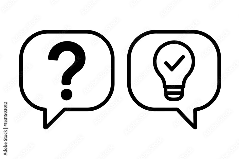 Poster question and answer idea bubble icons - problem solving concept