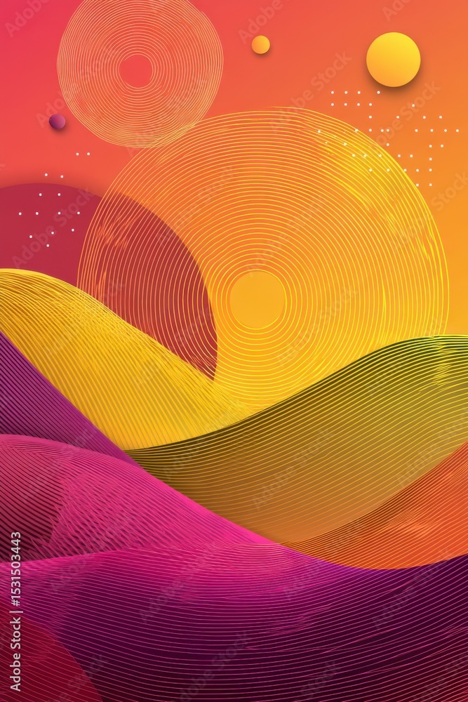Aufkleber abstract background with colorful waves and circular concentric patterns