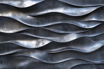 Corrugated Aluminum Facade. Seamless Metal Texture of Zinc Sheet for Construction Background
