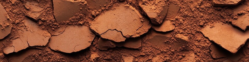 Cocoa Powder Texture. Full Frame Cocoa Powder Surface Banner for Chocolate Confectionery