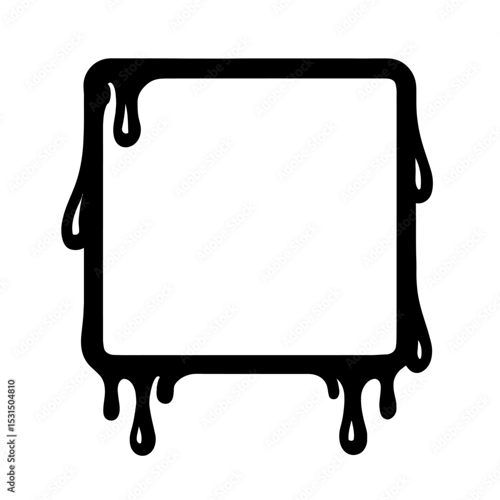 Poster dripping square frame vector icon - abstract design element for liquid, paint, or urban art concepts