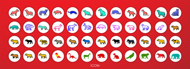 A colorful poster displaying various South American animals.  Multiple animals are depicted in a grid-like format, 
with labels below each image.  The animals include a cougar, alpaca, giant centipede