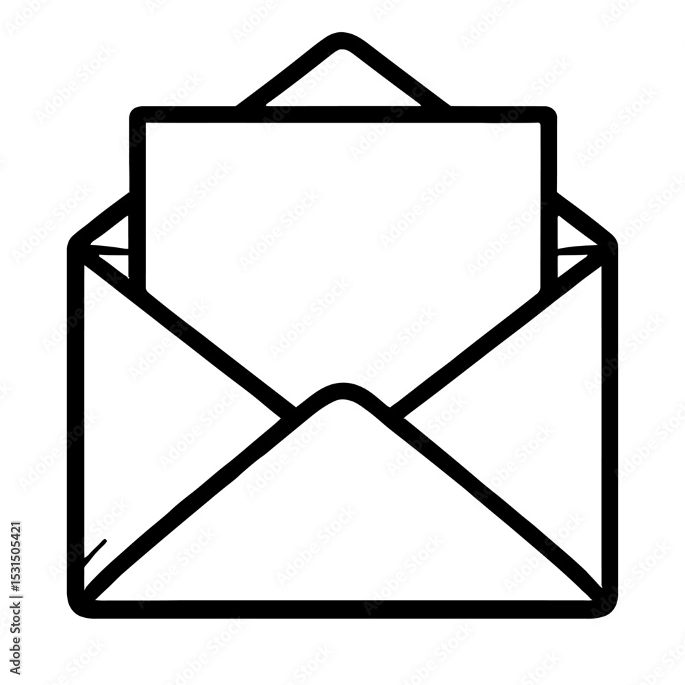 Poster open envelope with inserted letter vector icon - symbol for mail, correspondence, and new messages