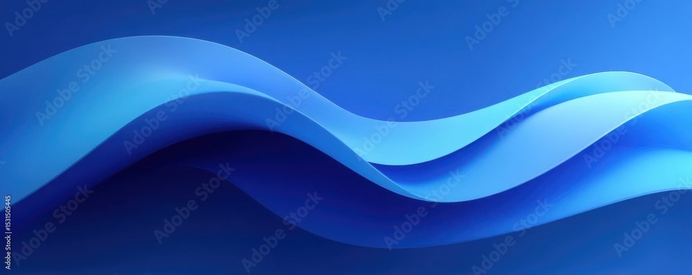 Poster abstract blue wave design with smooth flowing shapes on gradient background