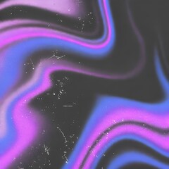 Abstract background with smooth, flowing neon purple and blue swirls over a dark surface, featuring light texture and scratches, creating a dreamy, futuristic, and retro digital visual style.

