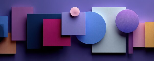 Obraz premium Vibrant geometric blue and purple abstract art with textured shapes