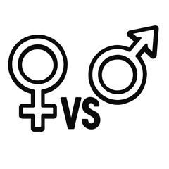 Male vs. Female Gender Symbols Vector Icon - Representing Gender Equality, Differences, or Comparison