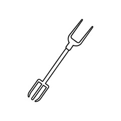 garden fork line art on white background