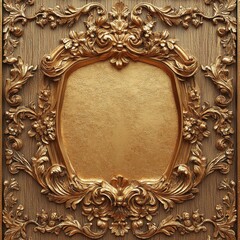 Antique Mirror Texture. Victorian Style Illustration with Detailed Reflections in Gold and Wood