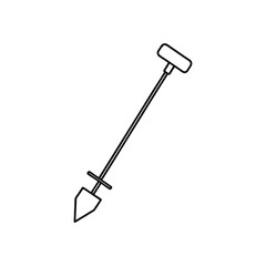 soil auger line art on white background
