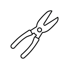 pruning shears line art on white background