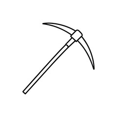 pickaxe line art on white background