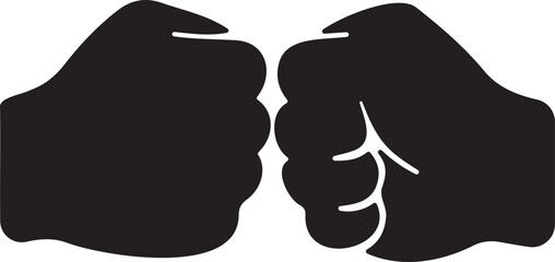 Fist bump silhouette icon in bold black design symbolizing friendship, unity, and teamwork gesture