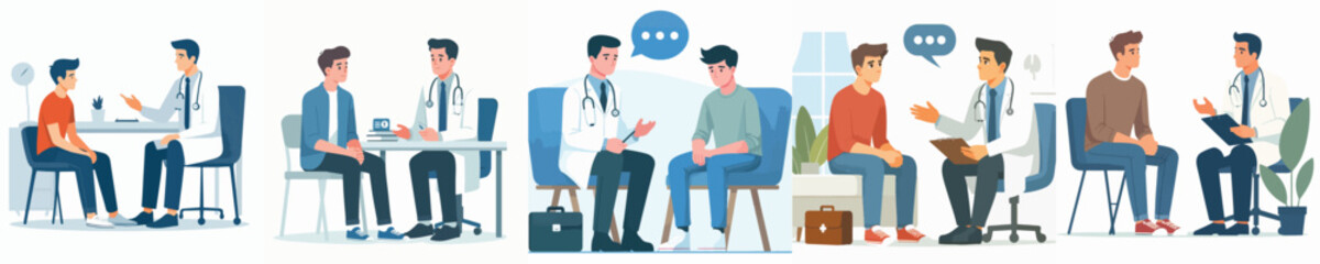 vector character talking with doctor