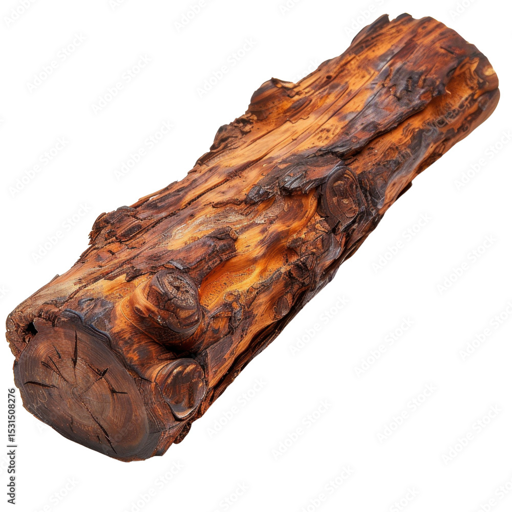 Poster natural wood log with rich texture and warm tones, showcasing intricate patterns and knots. this pie