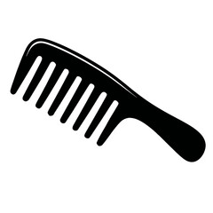 Black Silhouette Icon of a Comb for Hair Styling and Grooming